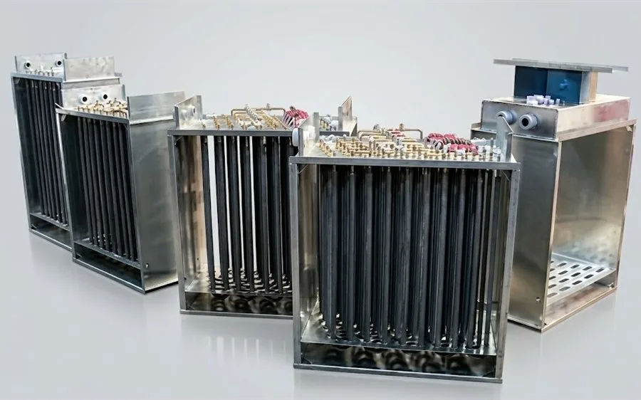 Batería calefactora con tramo de conducto CHALTEC — render de producto